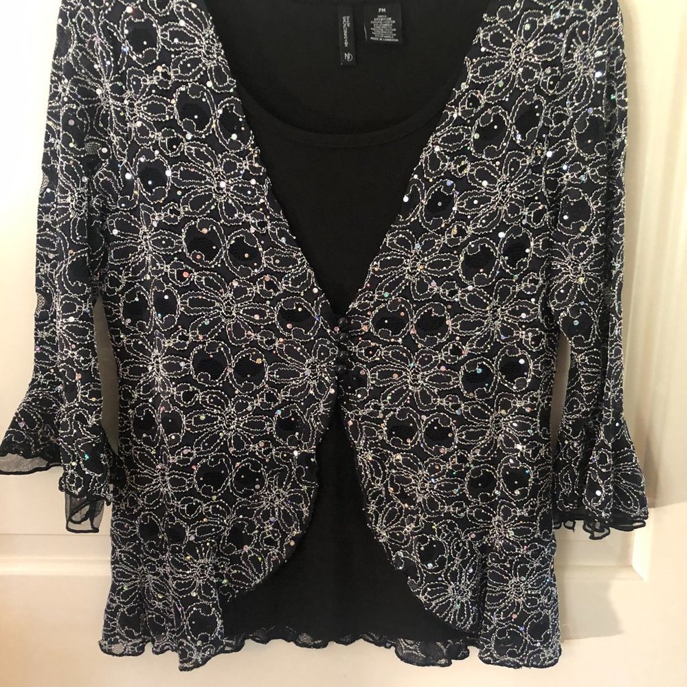 New Directions Bell Sleeve Blouse Black